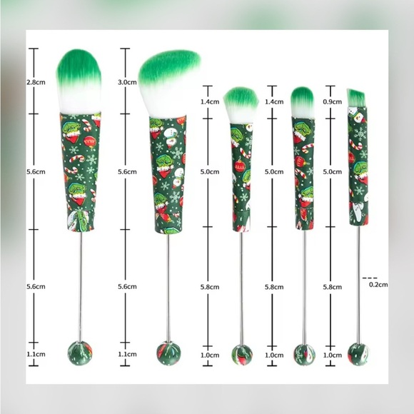 CRAFTING - Beadable Grinch Green Makeup Brush Set - Picture 2 of 2